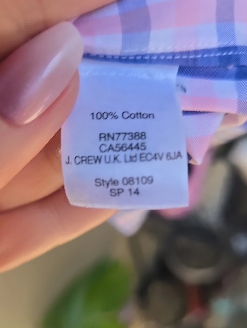 J.Crew No Iron Button Down Pink Blue Plaid Small
